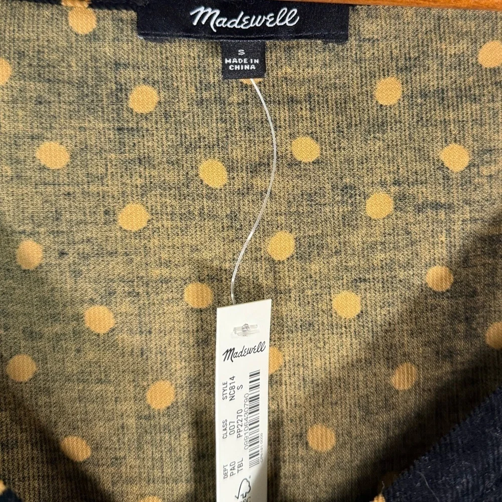 Madewell | NWT Corduroy Puff-Sleeve Wrap Top in Oval Dot NC814 Sz. S E3